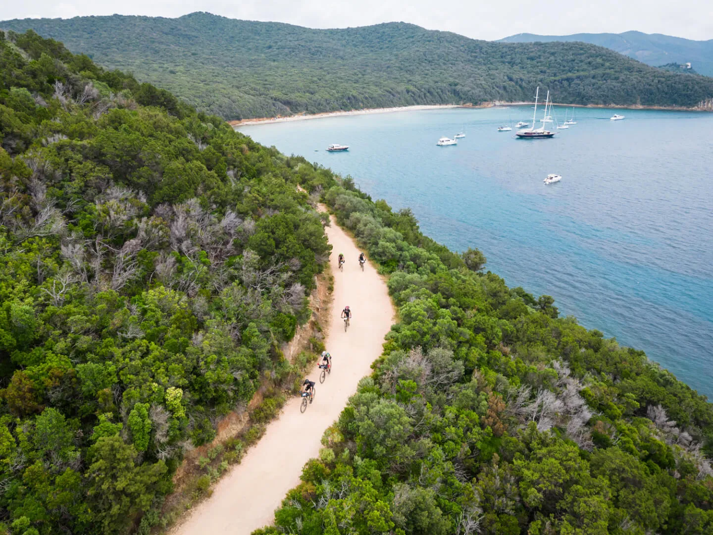 A coastal trail seen from above