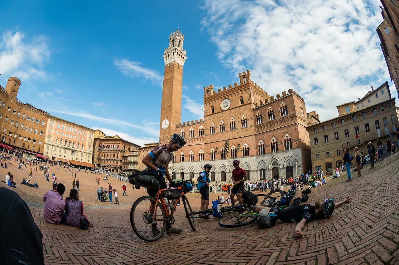 Riders in Siena's Piazza del Campo