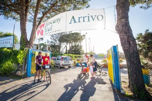 Riders at the finish arch