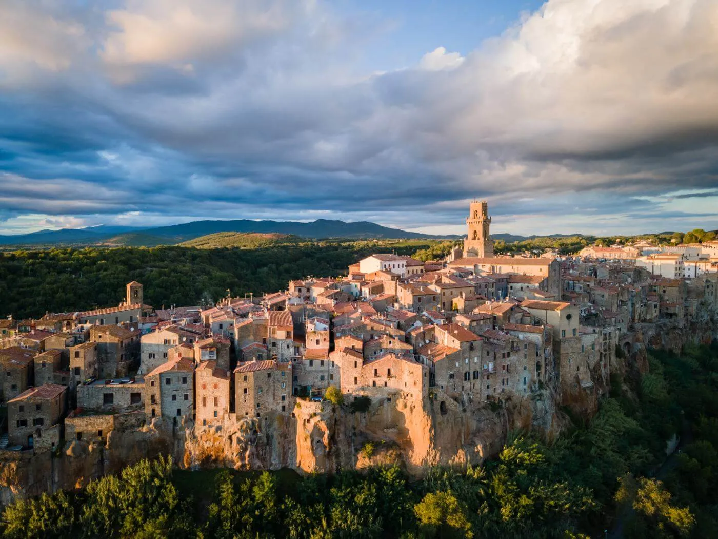 A hilltop village seen from above